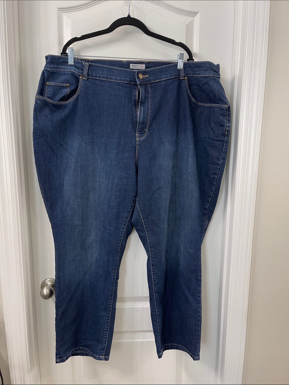 Catherines Women's Boyfriend Jeans - Dark Blue Denim